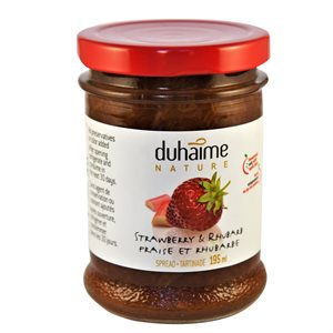 Tartinade fraises & rhubarbe100% Fruits - Duhaime Gourmet 200ml